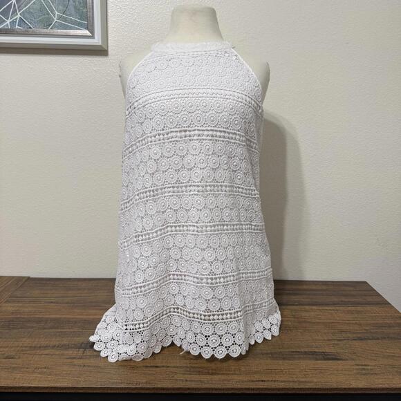 Antibes Blanc Tops - Antibes Blanc White Lace Sleeveless Mini Dress XL